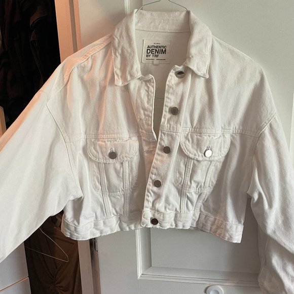 ZARA Cropped White Jean Jacket. Size S. - Picture 1 of 3